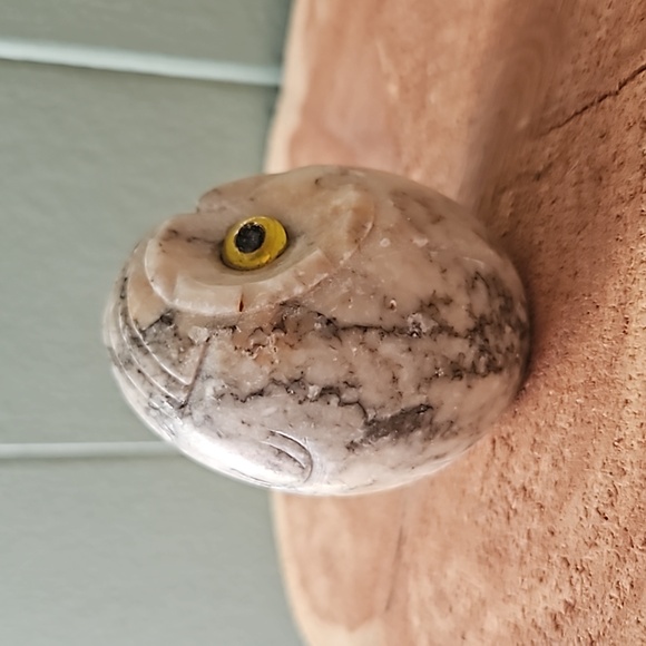 Vintage Alabaster Carved Owl Figurine - Picture 3 of 8
